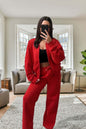 Survêtement molletonné bomber oversize pour femme - Veste zippée et pantalon large