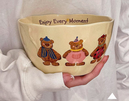 Cute Modern Three Bear Ceramic Tableware Suit