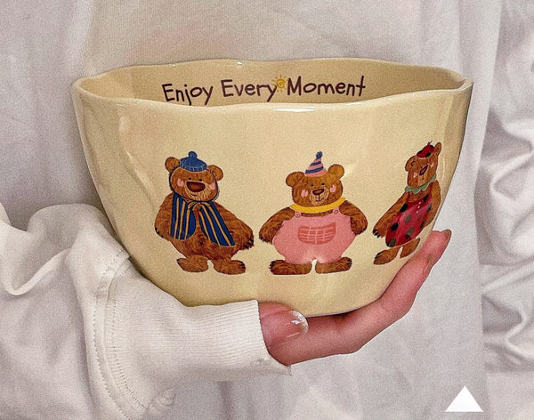 Cute Modern Three Bear Ceramic Tableware Suit