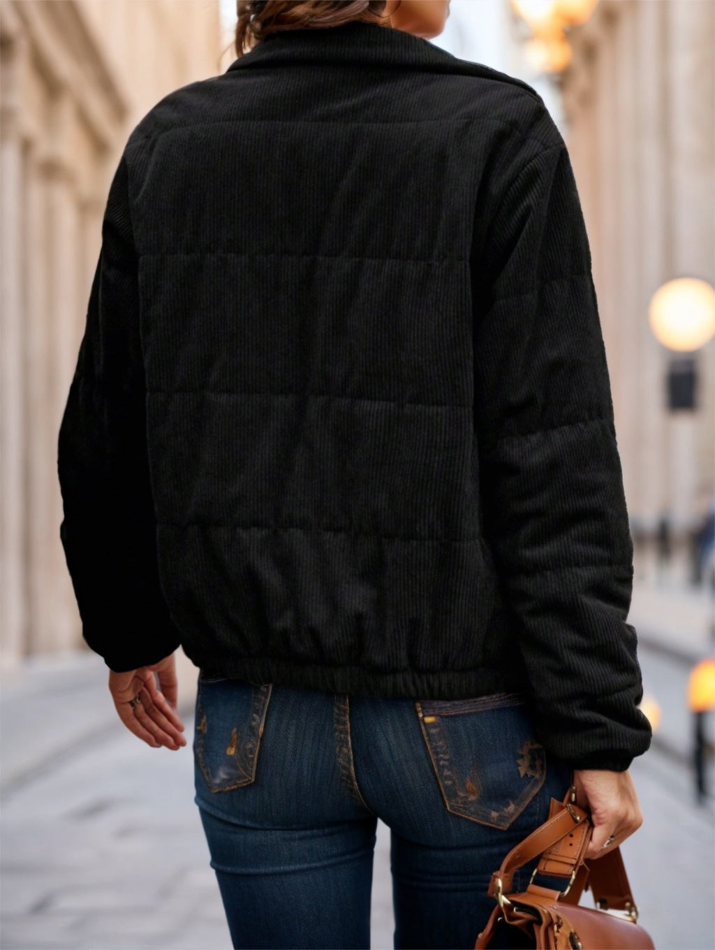 Zip Up Snap Button Padded Coat Clothes