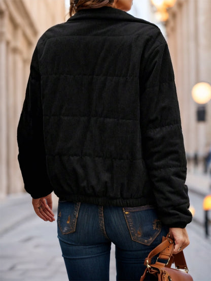 Zip Up Snap Button Padded Coat Clothes