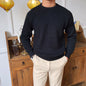 Mens Long Sleeve Casual Round Neck Sweater