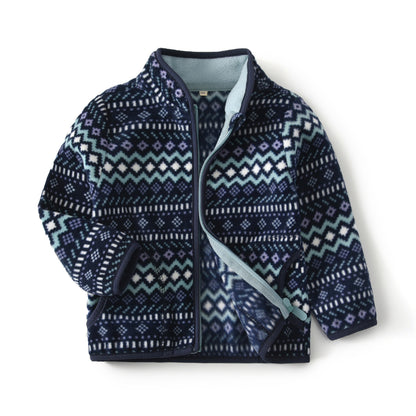 Baby Polar Fleece Jacket Navy Blue Striped