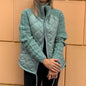 Women's Stand Collar Cotton Jacket - Zip Up Winter Coat with Pockets
