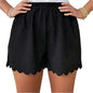 Shorts taille élastique décontracté pour femmes, avec ourlet festonné grande taille