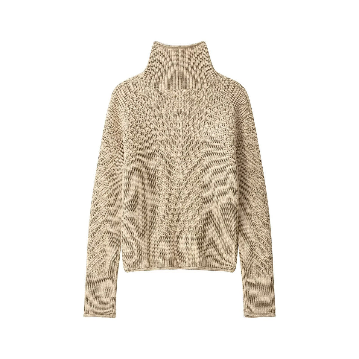 Half zip textured knitted sweater for women