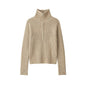 Half zip textured knitted sweater for women