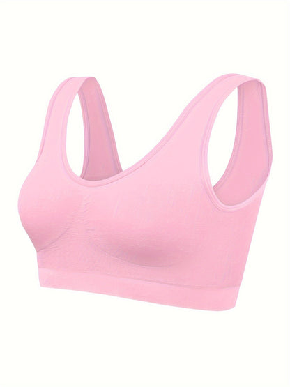 7pcs Solid Seamless Bra, Comfy & Breathable Women's Lingerie & Underwear Sporty