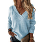 V-neck Long-sleeved Pullover Sweater Top