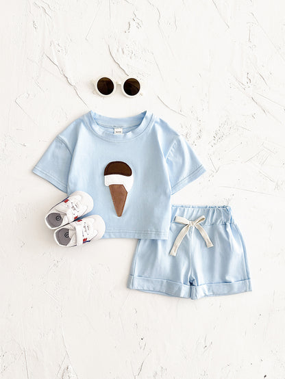 Baby Ice Cream Patch Short Sleeve Suit