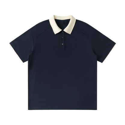 Contrast Collar Raglan Polo Shirt