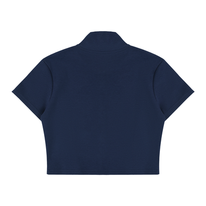 Women's Cropped Full Zip Short Sleeve T-Shirt 220GSM