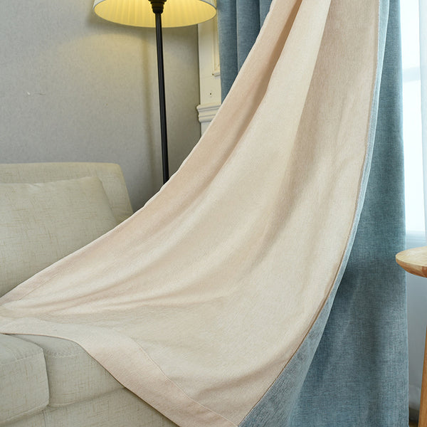 Rideau en chenille uni simple, couture directe usine, rideau occultant, rideaux finis pour salon et chambre à coucher.