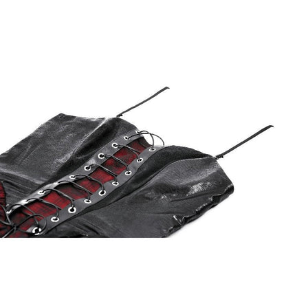 Robe Corset Punk en Tartan Rouge Dark in Love avec Jupe Asymétrique
