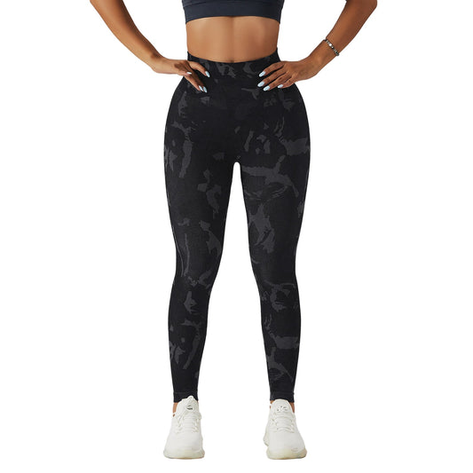 Pantalon de fitness femme Camouflage relevé de hanches, séchage rapide