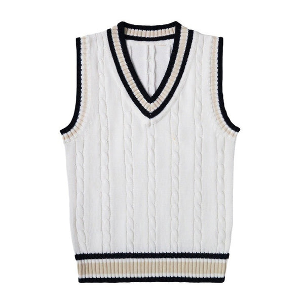 Thick V-neck Pullover Woolen Student Sleeveless School Uniform Sweater Vest