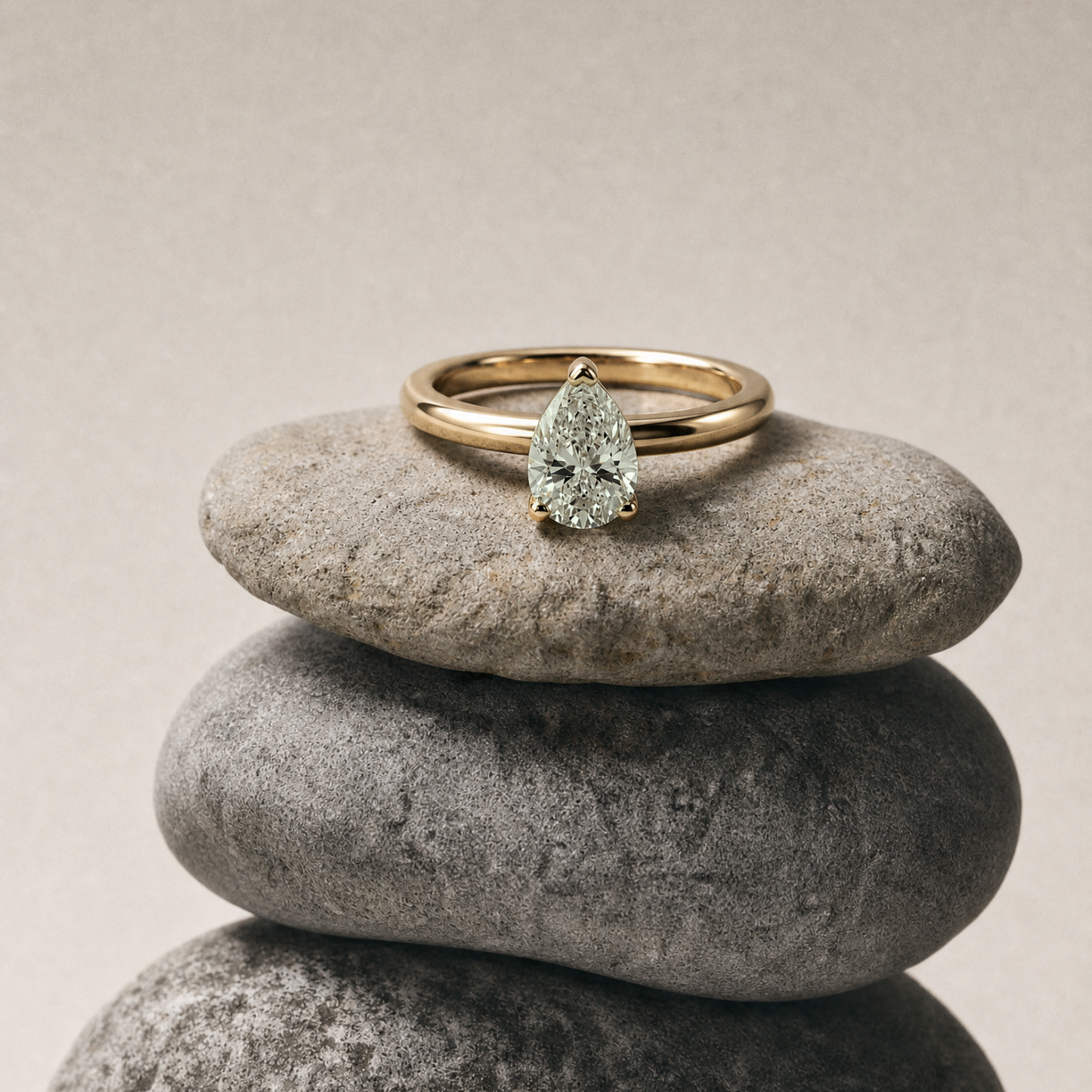 Gold or Silver Pear Amethyst Ring- Zinnia
