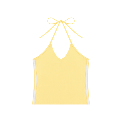 Women's Color Block Halter Crop Tank Top 210GSM