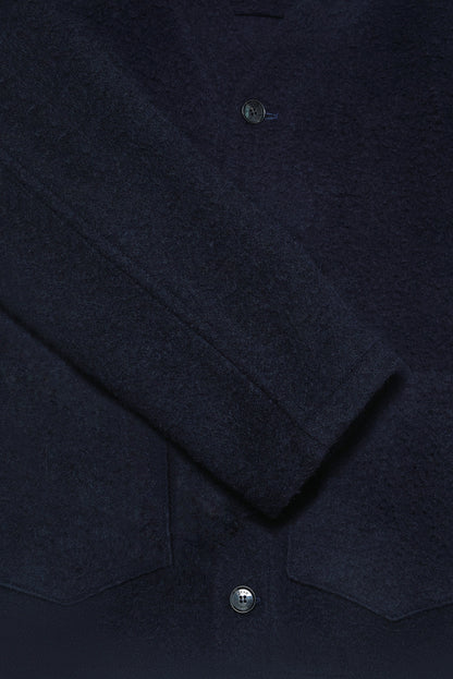 Fleming V-Neck Shacket - Navy Casentino Wool