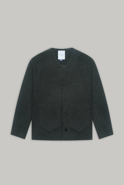 Fleming V-Neck Shacket - Olive Casentino Wool
