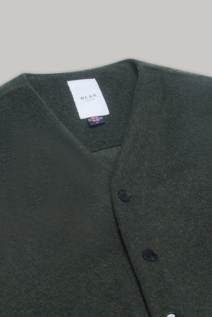 Fleming V-Neck Shacket - Olive Casentino Wool
