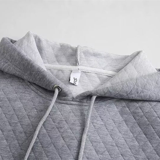 Diamond grid pullover hoodies
