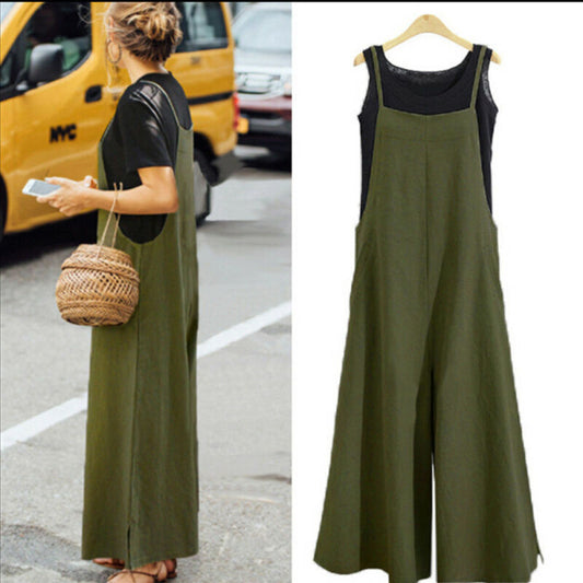 Simple suspender jumpsuit
