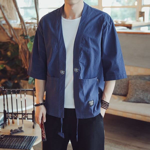 Chinese-Style 3/4-Sleeve Cardigan