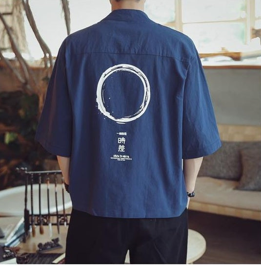 Chinese-Style 3/4-Sleeve Cardigan