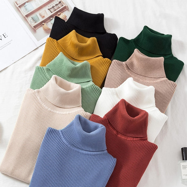 Tight pullover turtleneck sweater for women - Stuffs & Savers