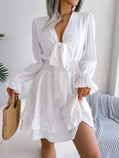 Womens V-neck Long Sleeve Dress