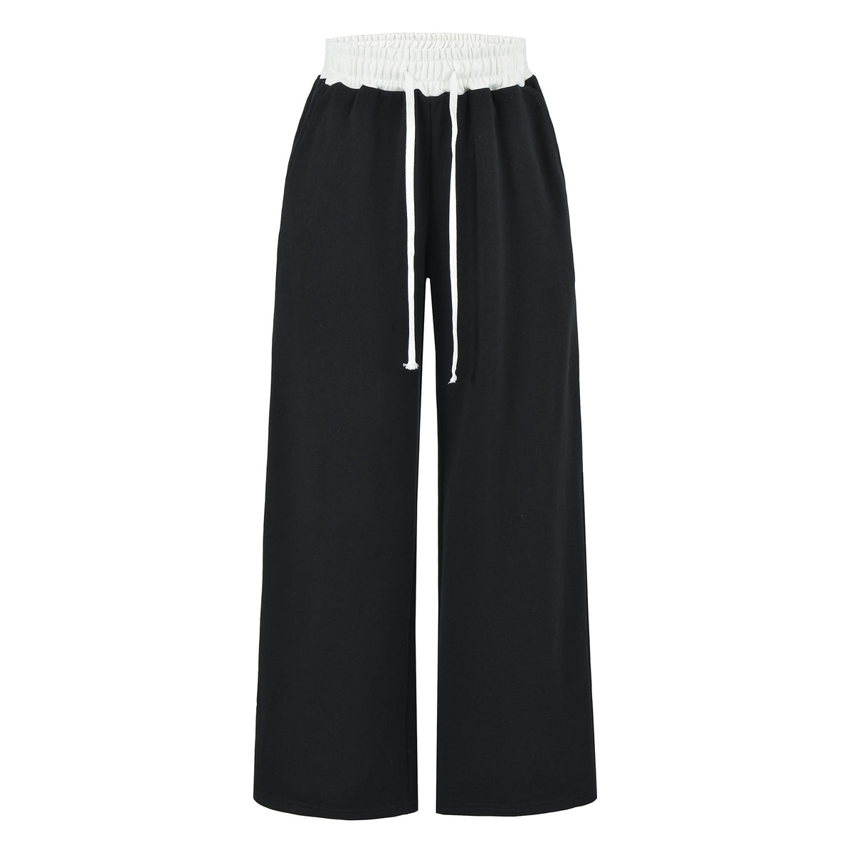 Women's Gray Striped Sweatshirt and Wide Leg Sweatpants