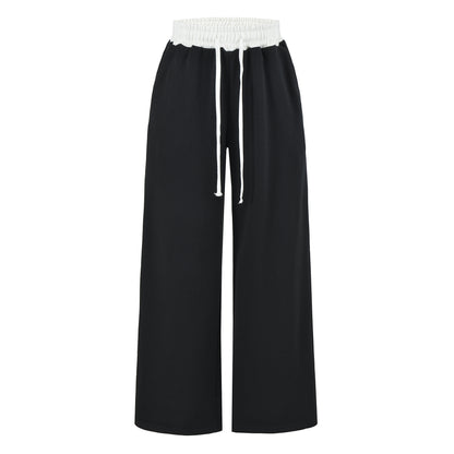 Women's Gray Striped Sweatshirt and Wide Leg Sweatpants