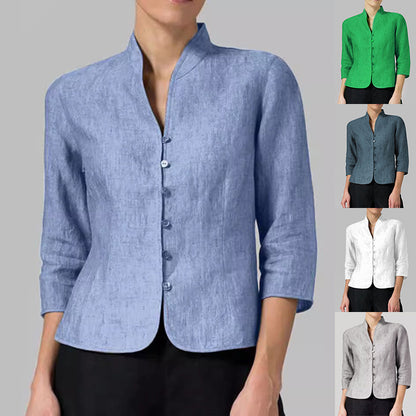 Womens Slim Three-quarter Sleeve Button Jacket
