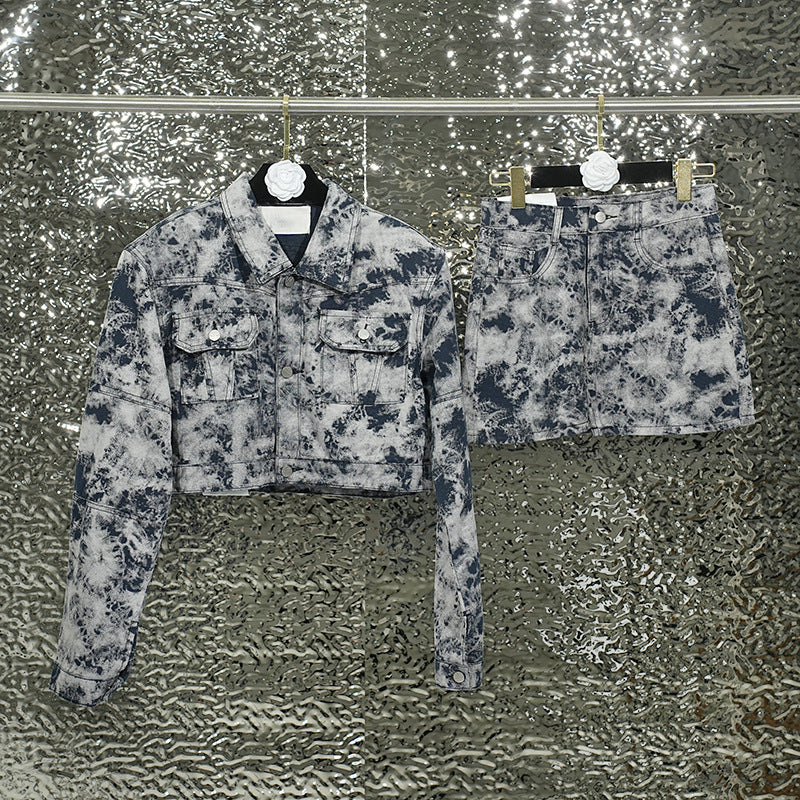 autumn new jacket with high waisted shorts set