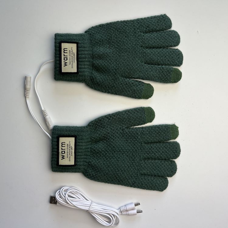 Men's 5-Finger Knitted Touchscreen Electric Heating Gloves