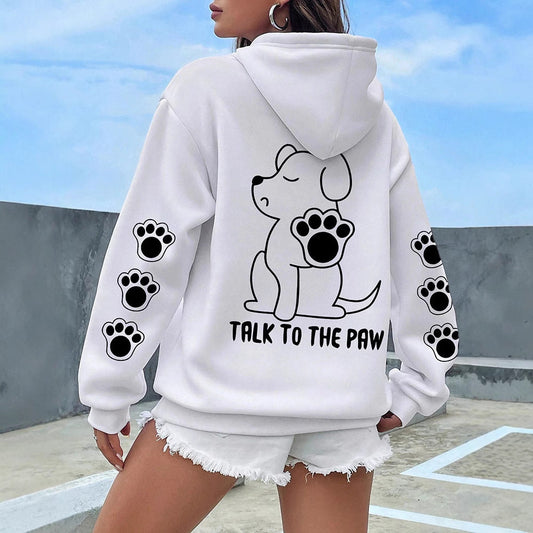 Sweat à capuche drôle avec dessin de chien imprimé pour femme