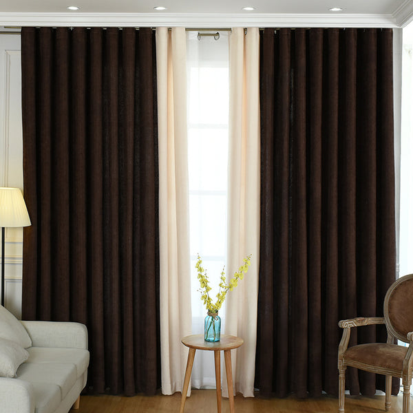 Rideau en chenille uni simple, couture directe usine, rideau occultant, rideaux finis pour salon et chambre à coucher.