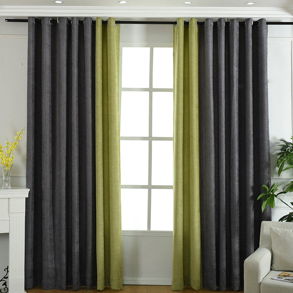 Rideau en chenille uni simple, couture directe usine, rideau occultant, rideaux finis pour salon et chambre à coucher.