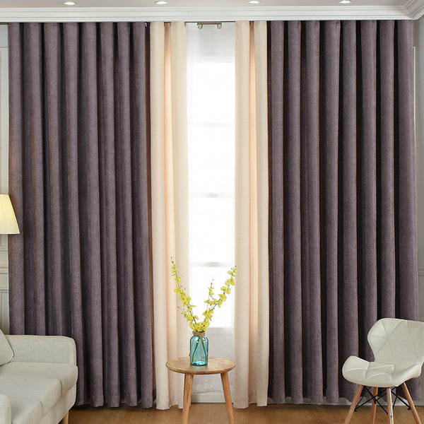 Rideau en chenille uni simple, couture directe usine, rideau occultant, rideaux finis pour salon et chambre à coucher.