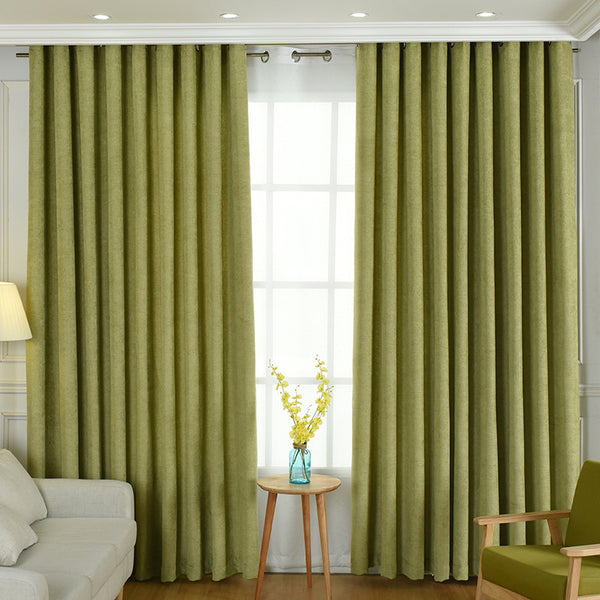Rideau en chenille uni simple, couture directe usine, rideau occultant, rideaux finis pour salon et chambre à coucher.