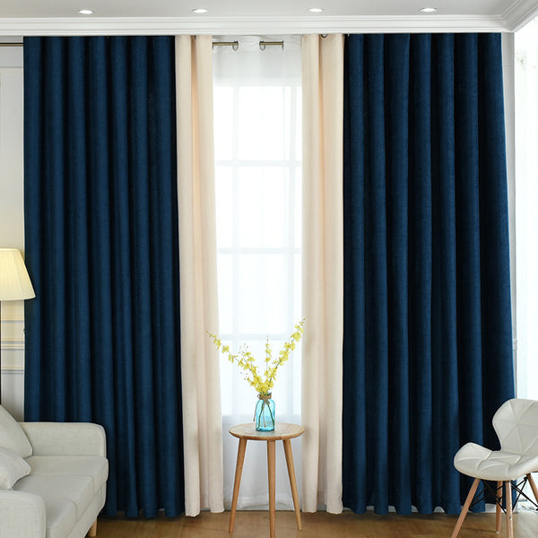 Rideau en chenille uni simple, couture directe usine, rideau occultant, rideaux finis pour salon et chambre à coucher.