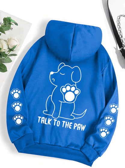 Funny Dog Cartoon Printed Hoodie Women's Warm