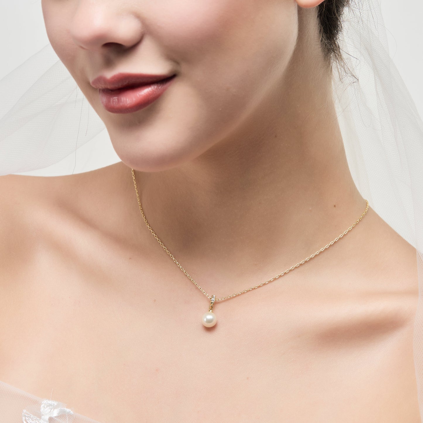 Gold Plated I Couldn't Say I Do Without You Pearl Drop Bridal Necklace Created with Zircondia® Crystals