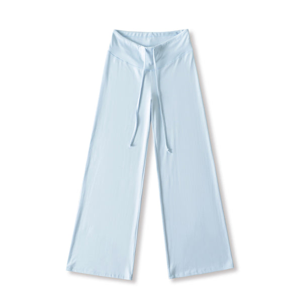 Pantalon large uni à jambes droites et cordon de serrage.
