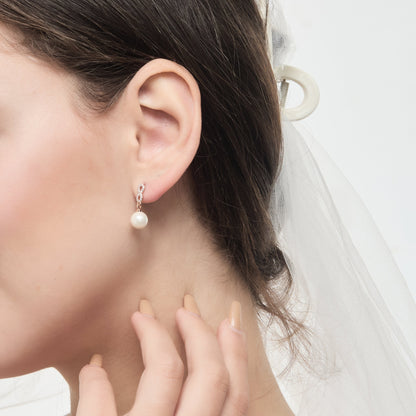 Rose Gold Plated I Couldn't Say I Do Without You Infinity Pearl Drop Bridal Earrings with Zircondia® Crystals