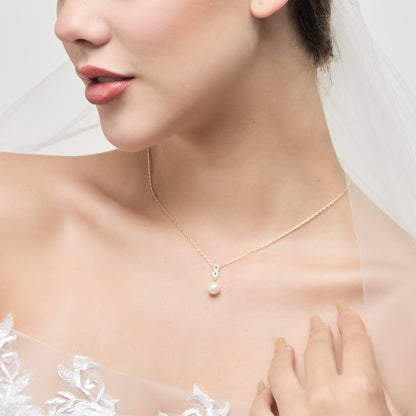 Gold Plated I Couldn't Say I Do Without You Infinity Pearl Bridal Drop Necklace with Zircondia® Crystals