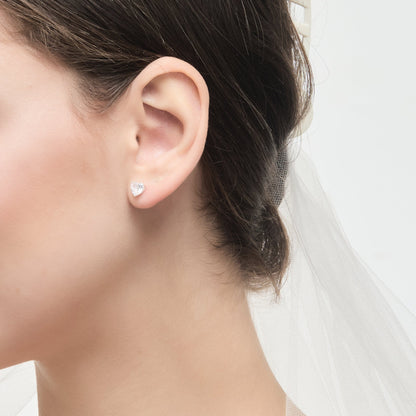 Sterling Silver I Couldn't Say I Do Without You Bridal Heart Earrings with Zircondia® Crystals