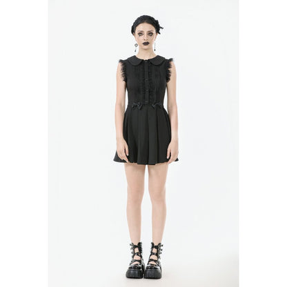Dark In Love Gwendolyn Lace Panel Goth Mini Dress in Black