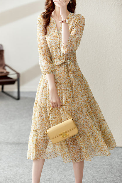 Half Sleeve High Waist Dress